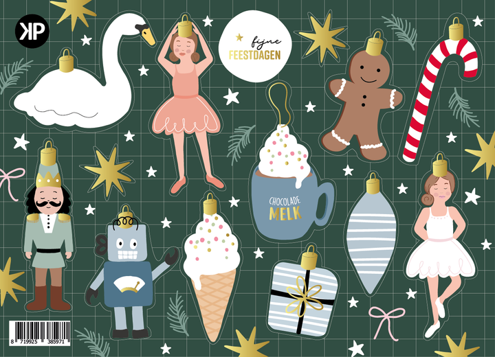 Kitsch kerstballen | Stickervel Kerst 2023