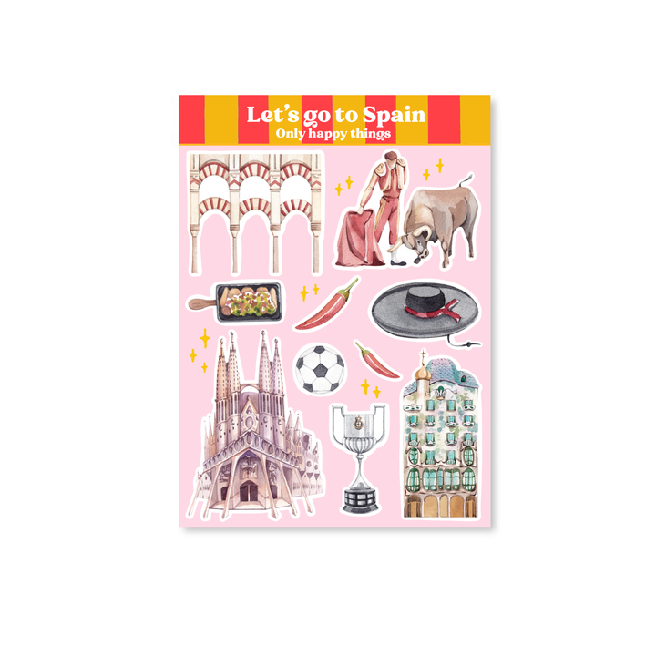 Stickersheet Laten we naar Spanje gaan A6 | Stickervel Only Happy Things
