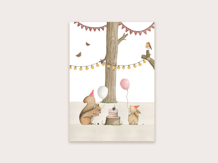 Ansichtkaart feestje in het bos | Kaart Appeloogje