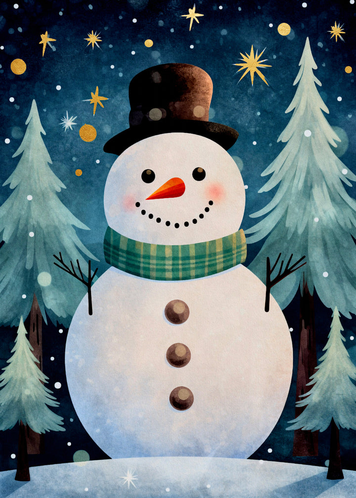 Christmas Time: Sneeuwpop | Kaart Fripperies