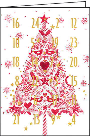 Kerstboom (rood) | Adventskalender kaart Edition Gollong