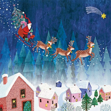 Kerstman boven stad | Kaart Mila Marquis