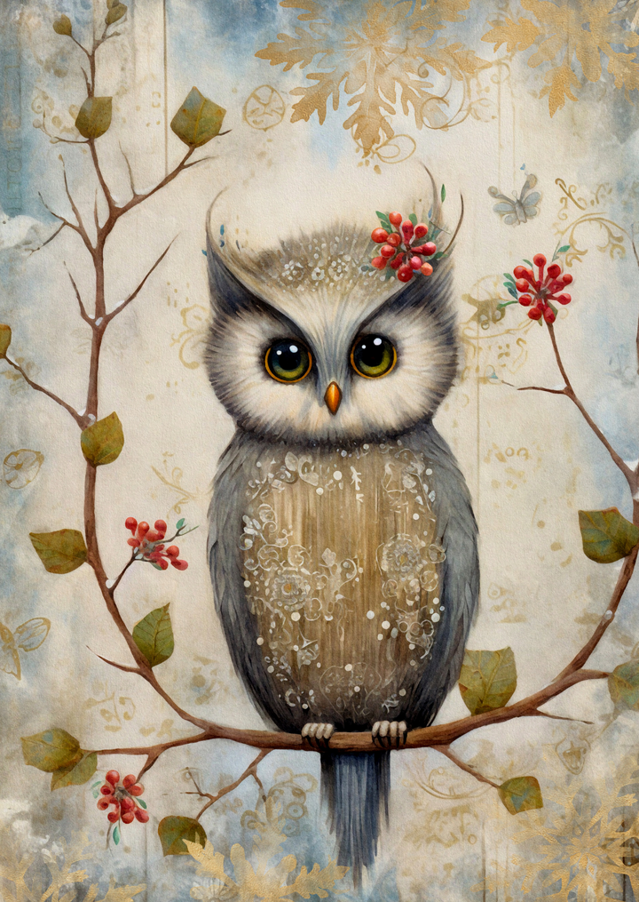 Christmas Animals: Uil | Kaart Fripperies