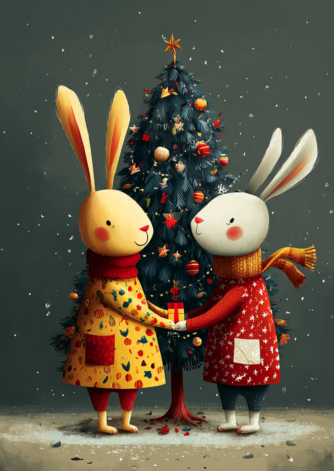 Celebrating Togetherness: Bunnies' Christmas Gift | Kaart Fripperies
