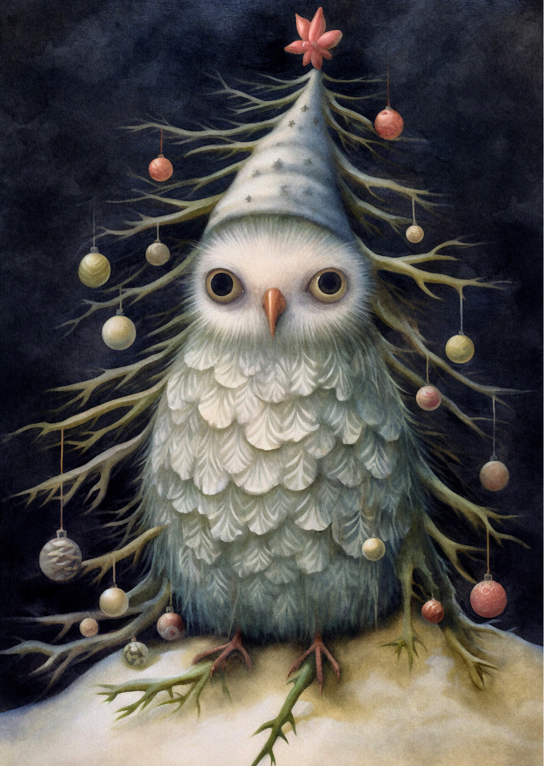 Whimsical Christmas: Kerst Uil | Kaart Fripperies
