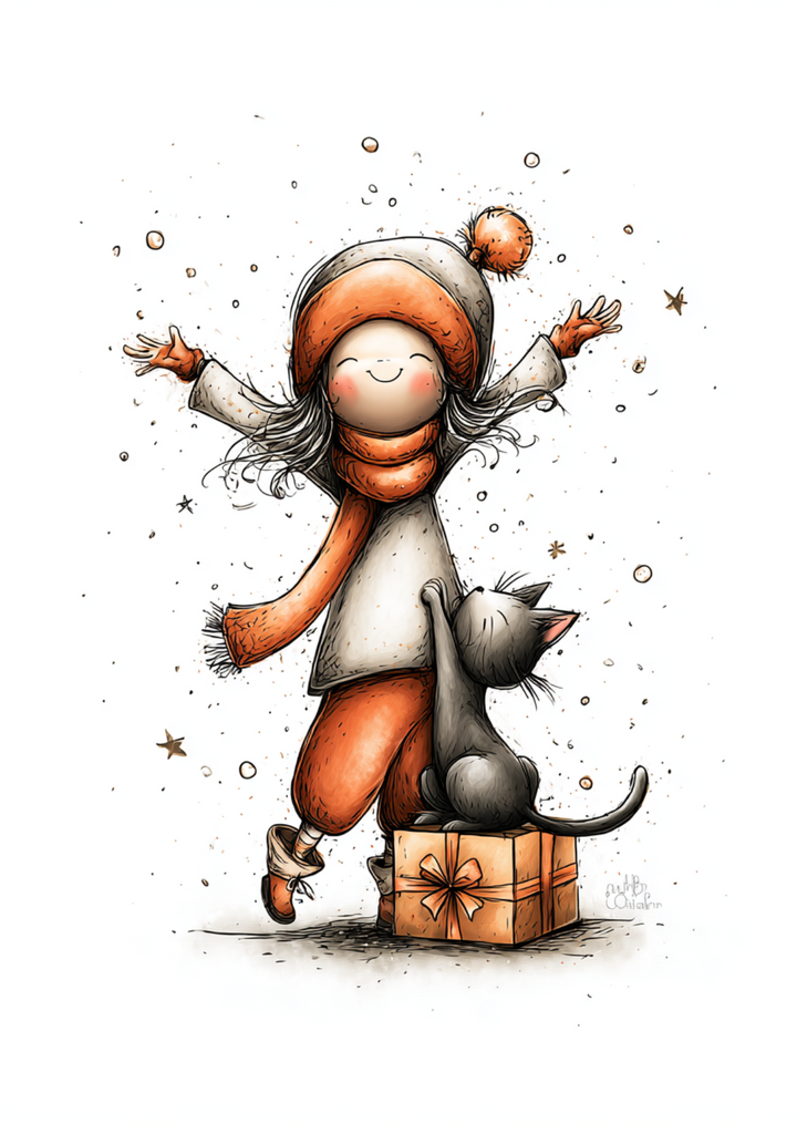 Spirit of Christmas: Winter Joy with Cat | Kaart Fripperies