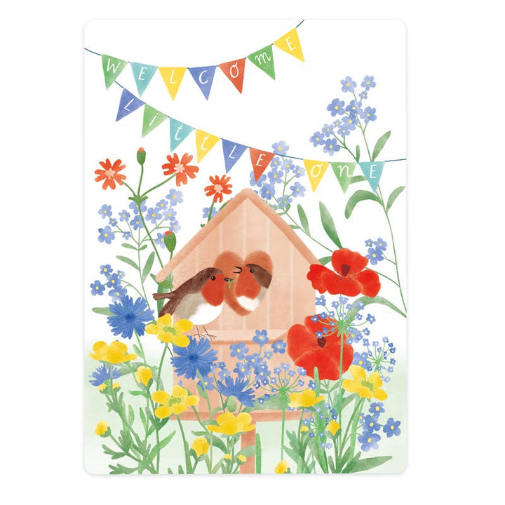 Kaart birdhouse welcome little one (engelse tekst) | Kaart The Lemonbird