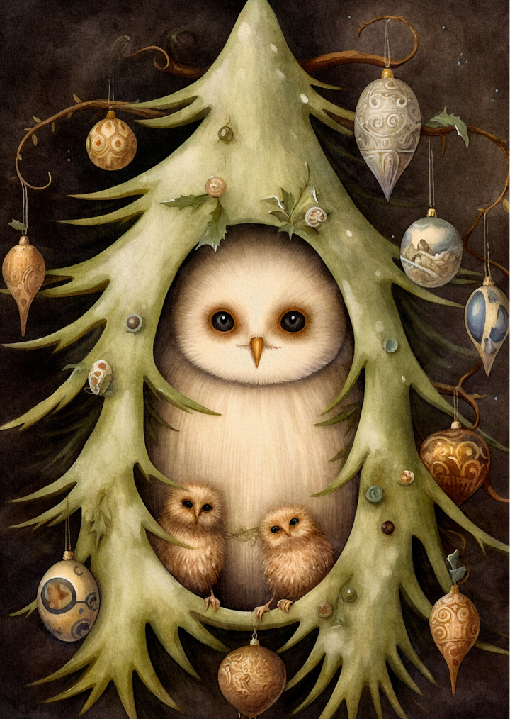 Whimsical Christmas: Uilskuiken | Kaart Fripperies