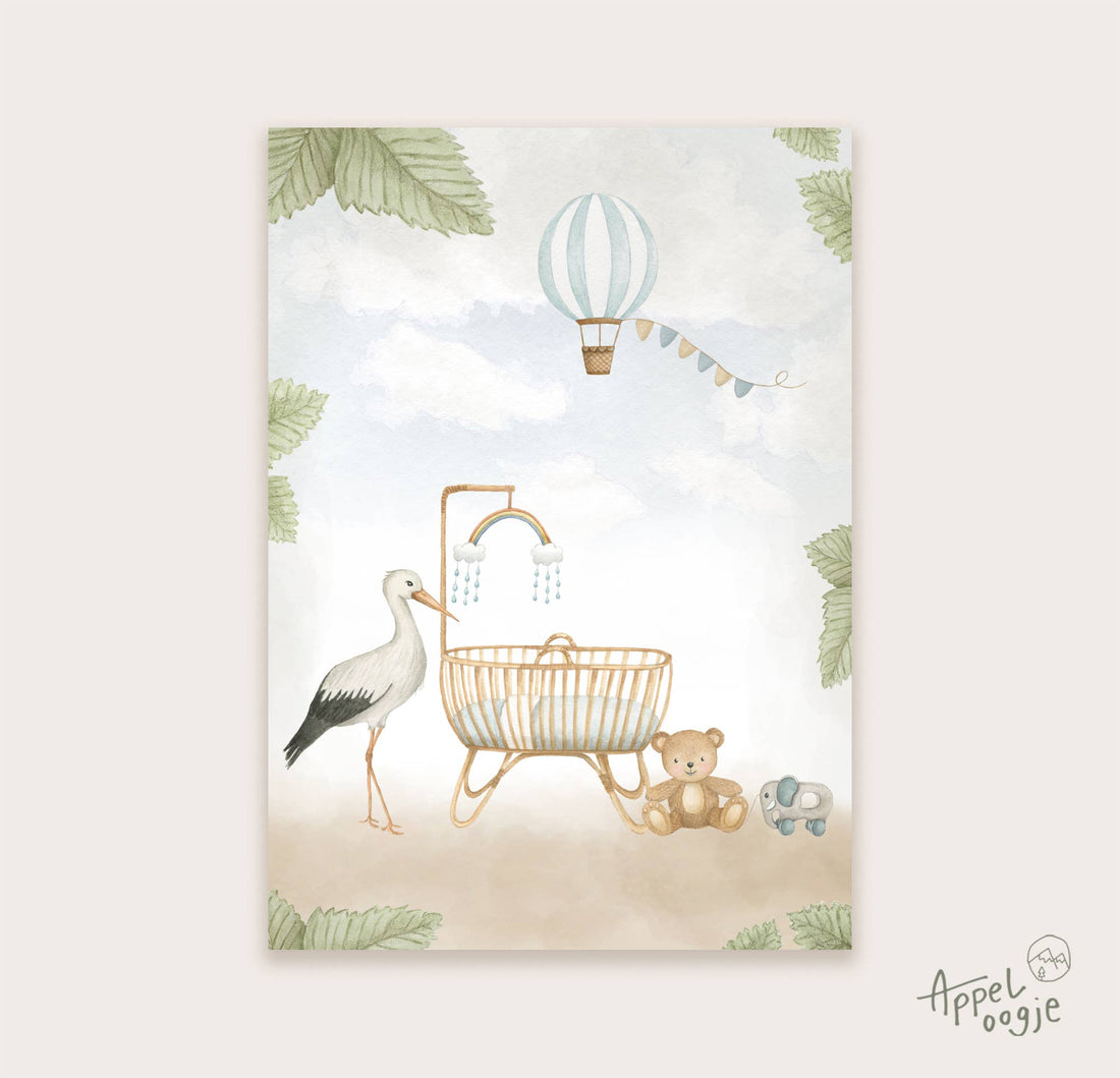 Ansichtkaart baby blauw | Kaart Appeloogje