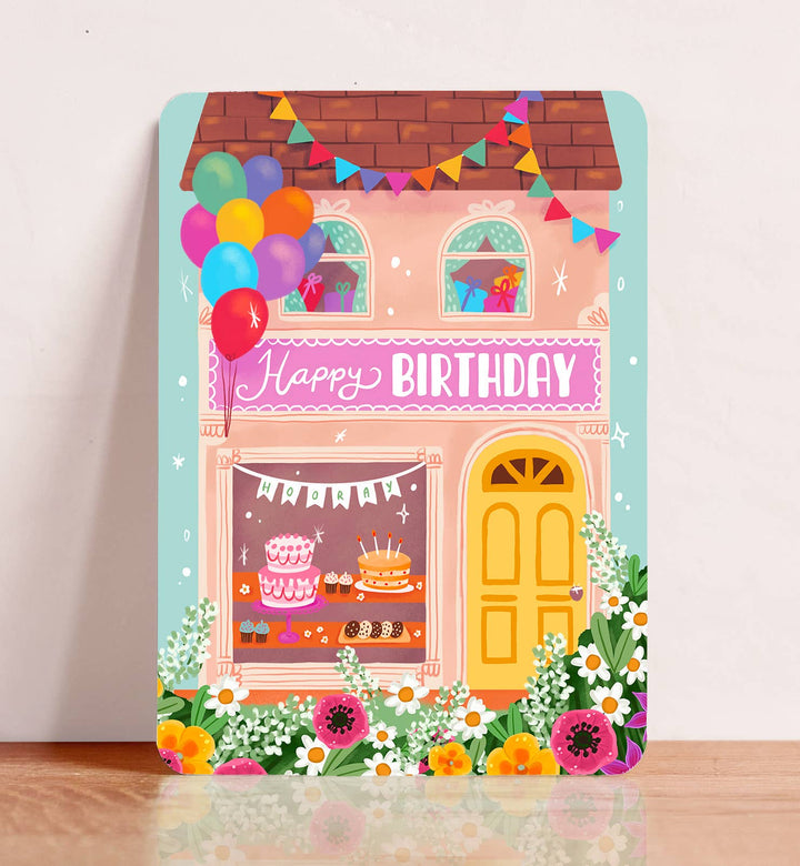 Kaart verjaardag felicitatie winkel kado bloemen blauw | Kaart Aniet Illustration