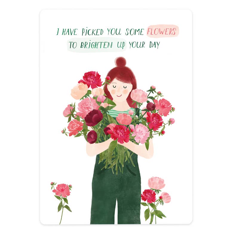 Kaart peony flowergirl - pioenrozen bloemenmeisje | Kaart The Lemonbird