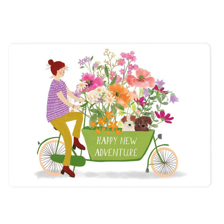Kaart bakfiets ' Happy new adventure' (engelse tekst)  | Kaart The Lemonbird