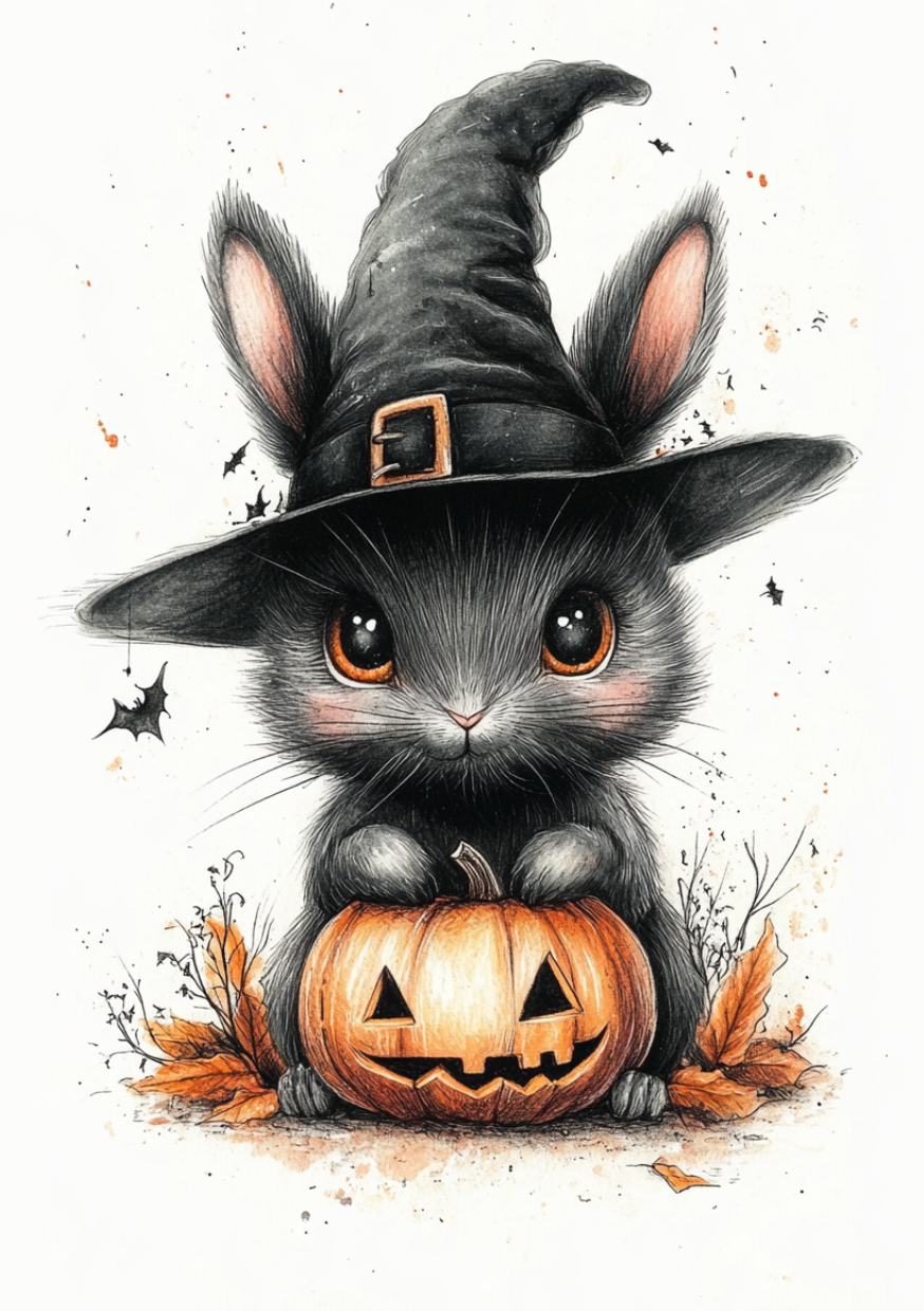 Spooktacular Halloween: Witch Bunny |  Cadeaukaart Fripperies