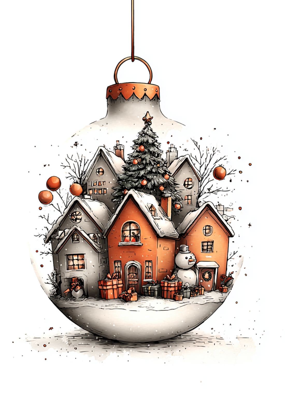 Spirit of Christmas: Christmas Village in a Bauble | Kaart Fripperies