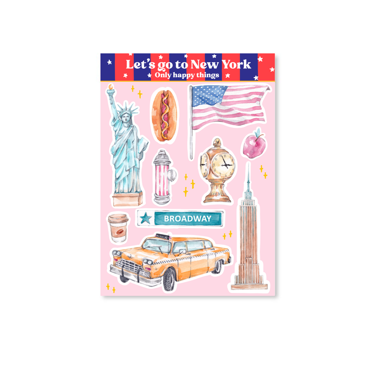 Stickersheet Laten we naar New York gaan A6 | Stickervel Only Happy Things