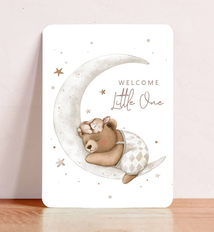 Kaart felicitatie geboorte beer konijn baby | Kaart Aniet Illustration