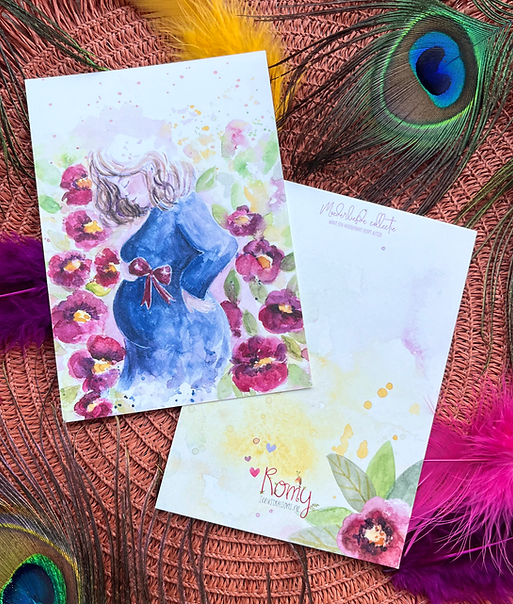 Groeien en bloeien in de buik | Postkaart A6 Romyillustrations
