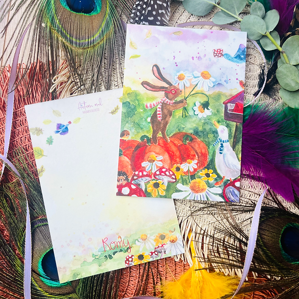 Bloemen en brieven | Postkaart A6 Romyillustrations