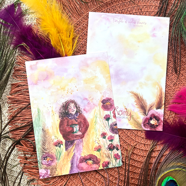 Rust in de lentegloed | Postkaart A6 Romyillustrations