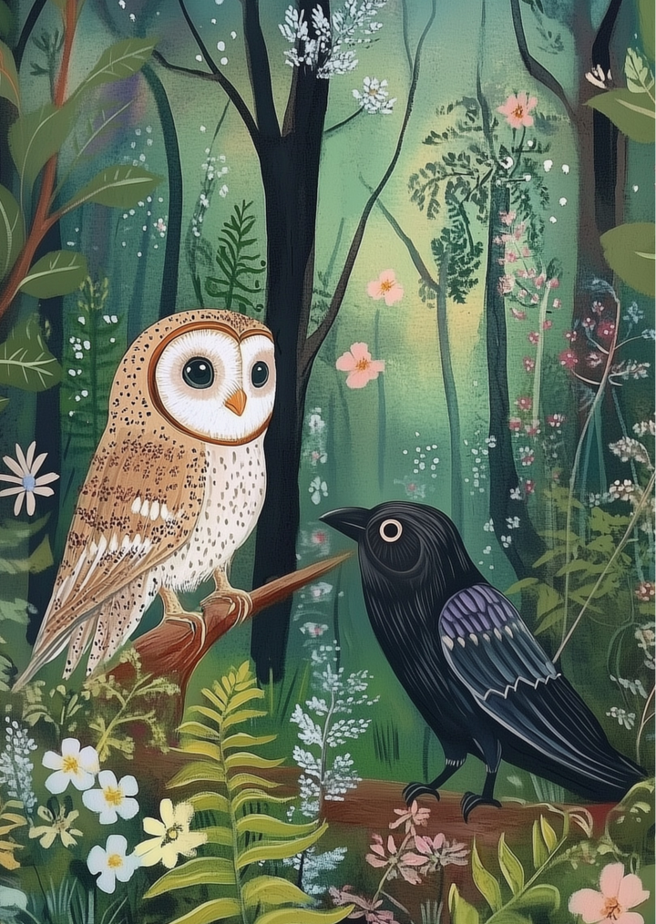 Forest Friends: Uil en Raaf | Kaart Fripperies