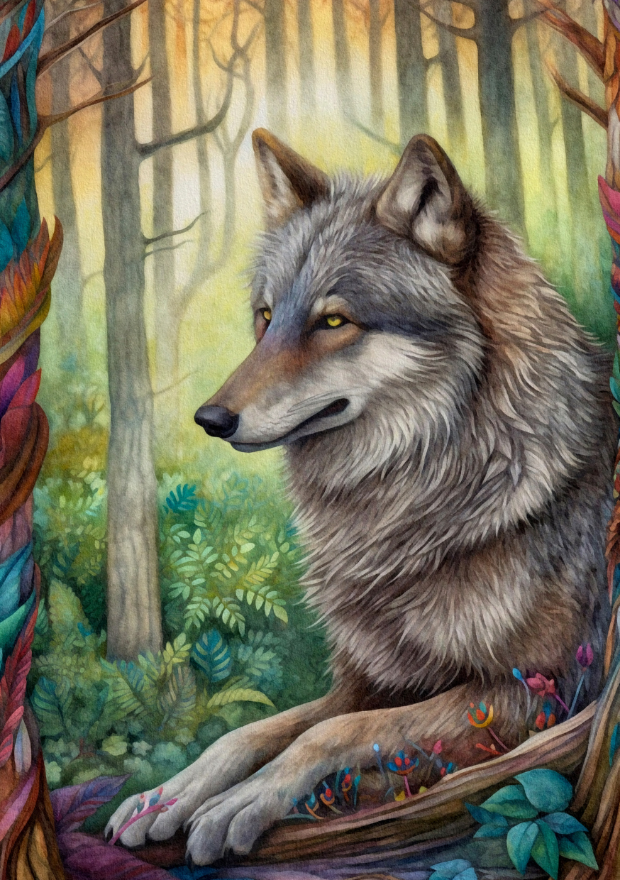 Animals of the Forest: wolf |  Cadeaukaart Fripperies