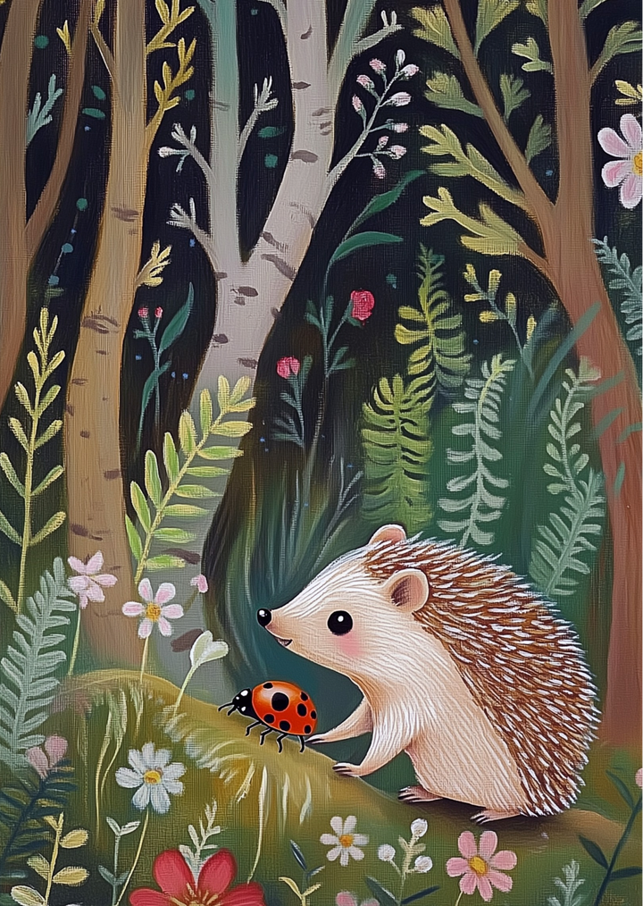Forest Friends: Egel en Lieveheersbeestje | Kaart Fripperies