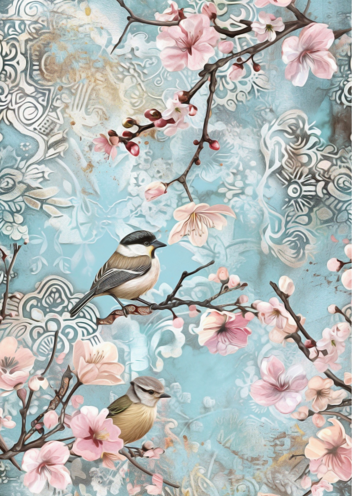 Blue Blossom: Petals and Songbirds | Kaart Fripperies