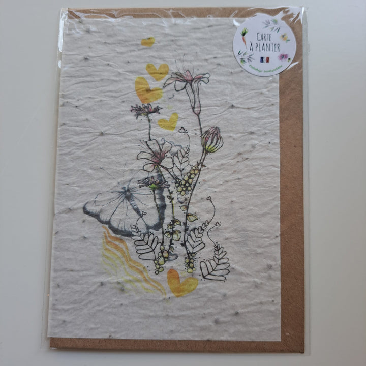 Vlinders en bloem (geel) | Les cartes de Lulu