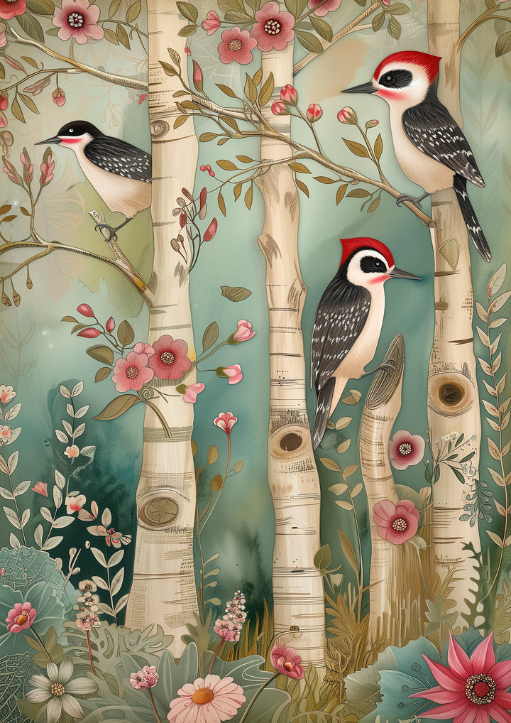 Woodland Spring Animals: Vogel | Kaart Fripperies