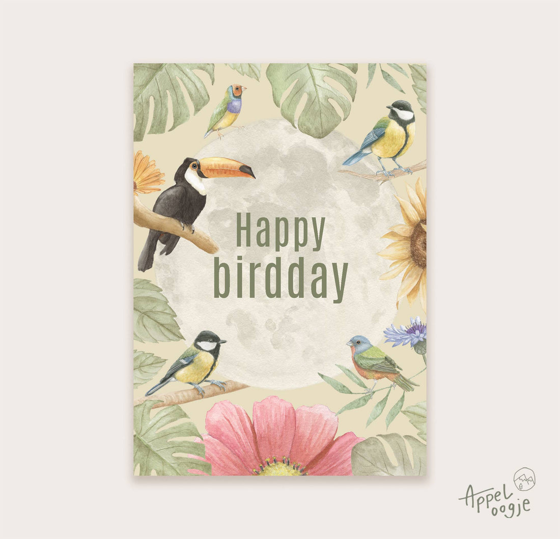 Ansichtkaart "Happy birdday" | Kaart Appeloogje