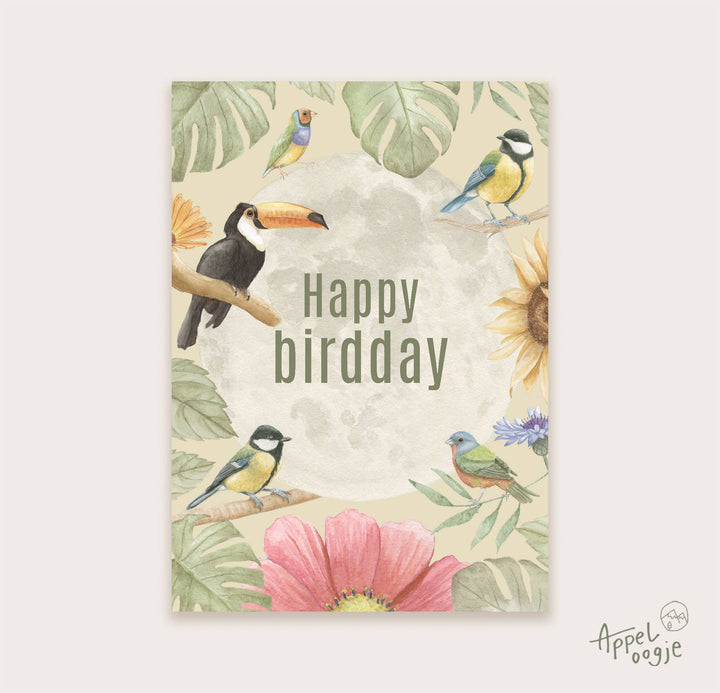 Ansichtkaart "Happy birdday" | Kaart Appeloogje