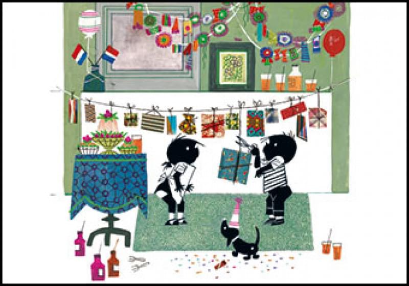 Jip en Janneke met slingers | Kaart Fiep Westendorp – fripperiesnl