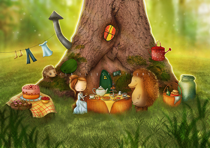 128 - Tea friends | Kaart Ila Illustrations