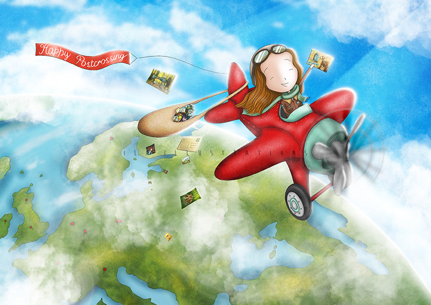 076 - Happy airplane | Kaart Ila Illustrations