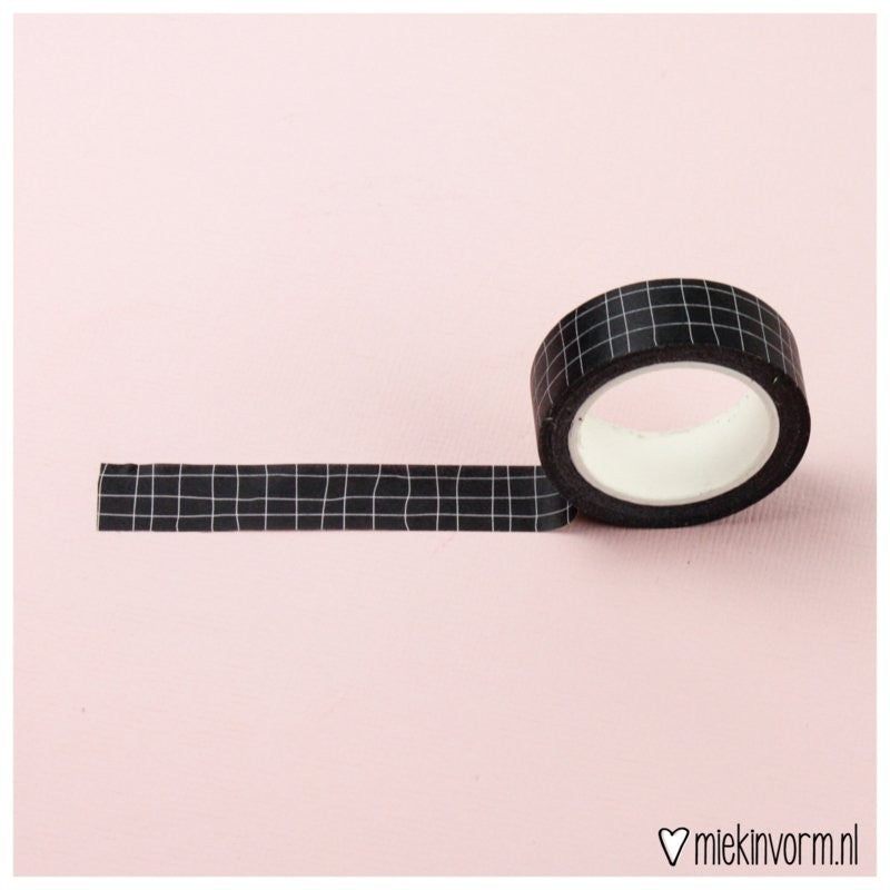Zwart met wit grid| Washitape MIEKinvorm