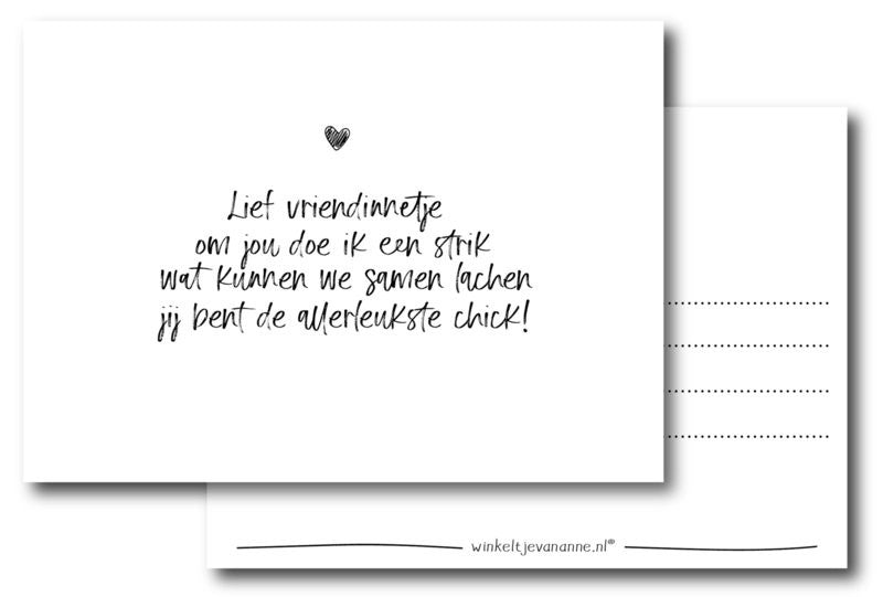 Lief vriendinnetje, om jou doe ik een strik!| Kaart winkeltjevananne.nl