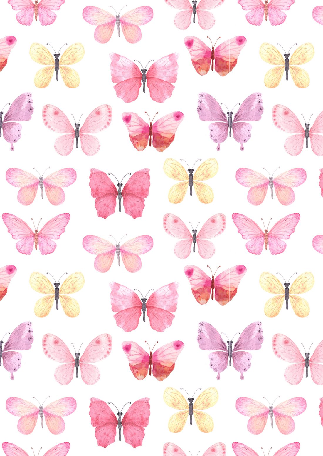 Vlinders geel/roze/paars | Kaart Fripperies