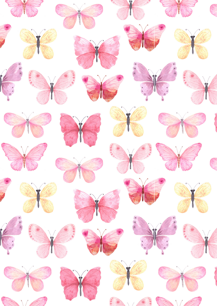 Vlinders geel/roze/paars | Kaart Fripperies
