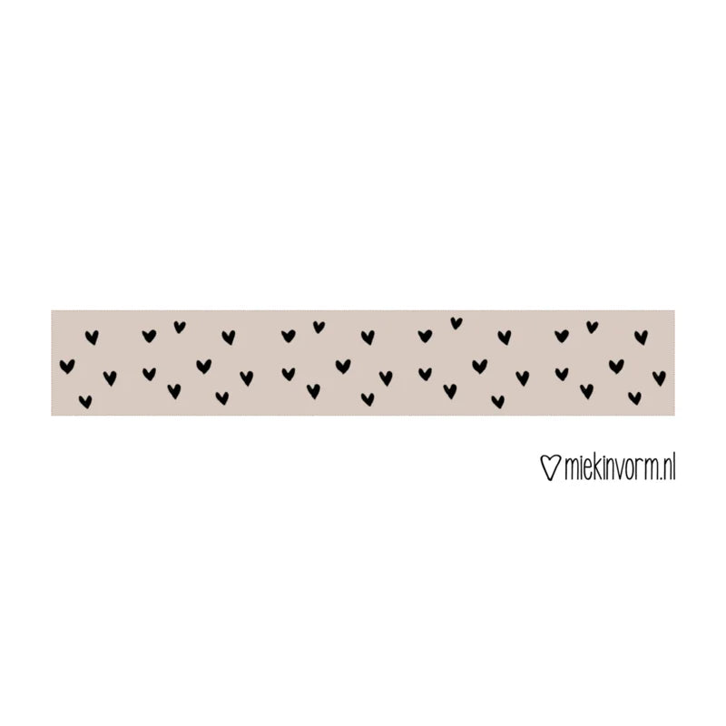 Beige met zwarte hartjes | Washitape MIEKinvorm