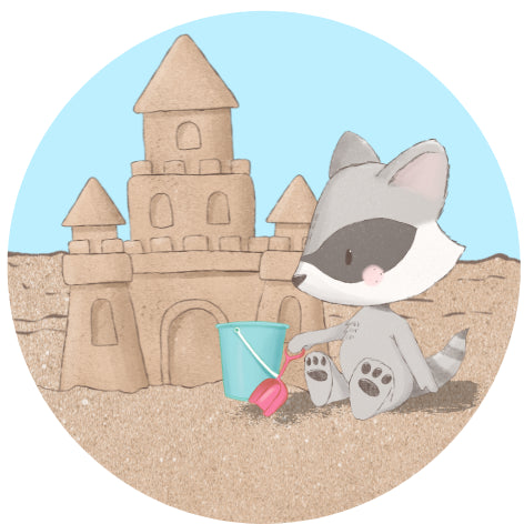 Wasbeer op strand| Sluitstickers 10st.