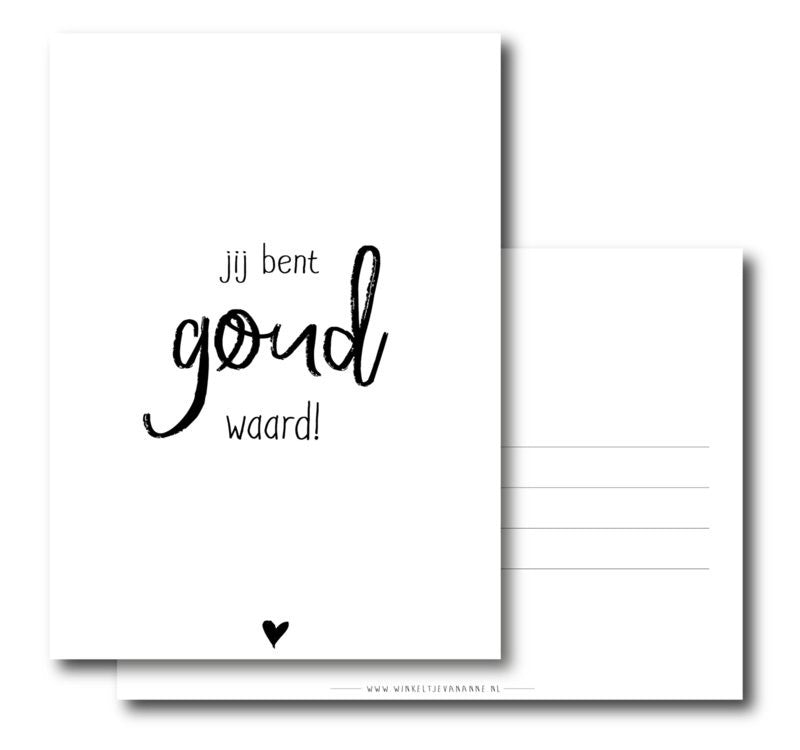Jij bent goud waard!| Kaart winkeltjevananne.nl