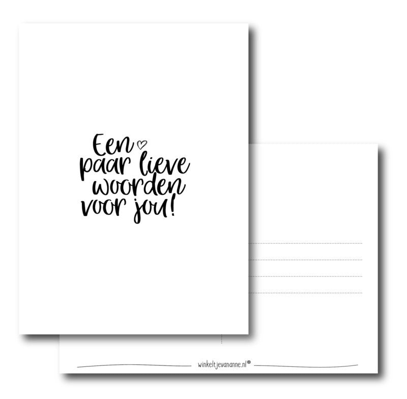 Een paar lieve woorden voor jou!| Kaart winkeltjevananne.nl