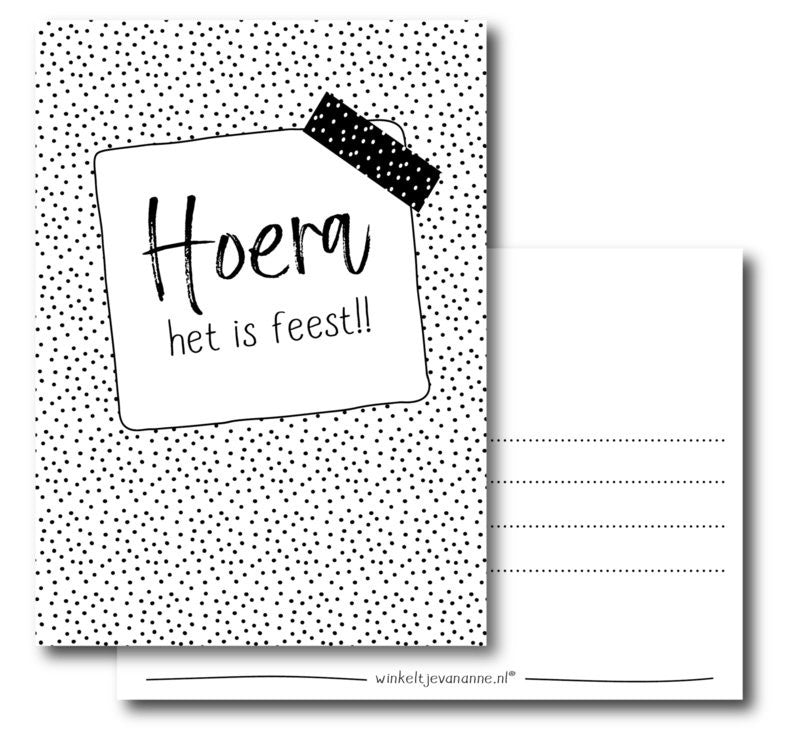 Hoera het is feest!| Kaart winkeltjevananne.nl