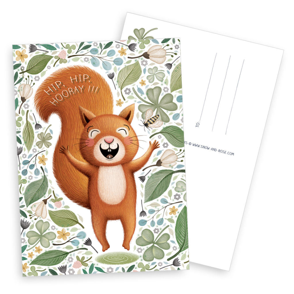 Hip hip hooray Eekhoorn| Kaart Snow & Rose