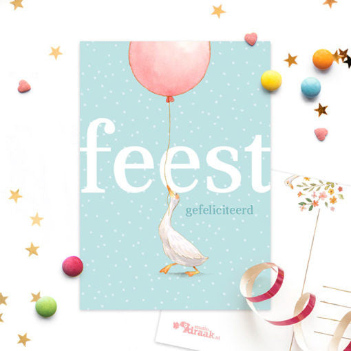 Postkaart ‘Vier een feestje’ feest| Kaart Studio Draak