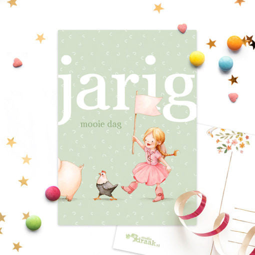 Postkaart ‘Vier een feestje’ jarig| Kaart Studio Draak