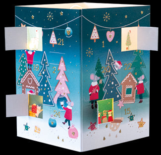 Kerstmuisjes| Theelichtjes adventskalender kaart Edition Gollong