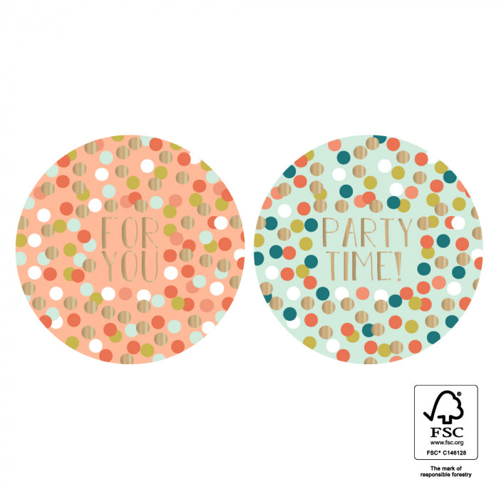 Confetti For you / Party Time | Sluitstickers 8st