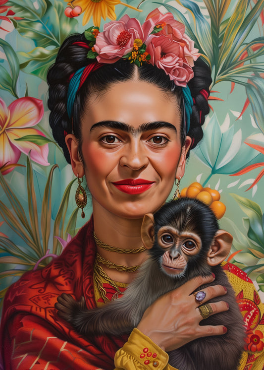 Frida Kahlo: Frida Kahlo met aap | Kaart Fripperies