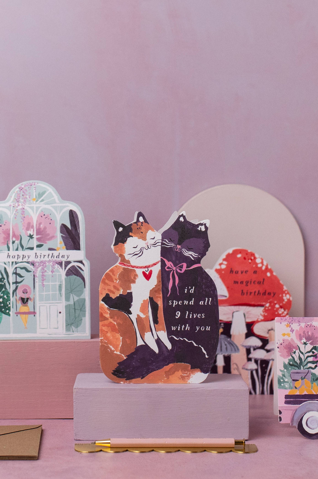 Kaarten met negen levens katten | Liefdeskaarten | Katten jubileumkaarten